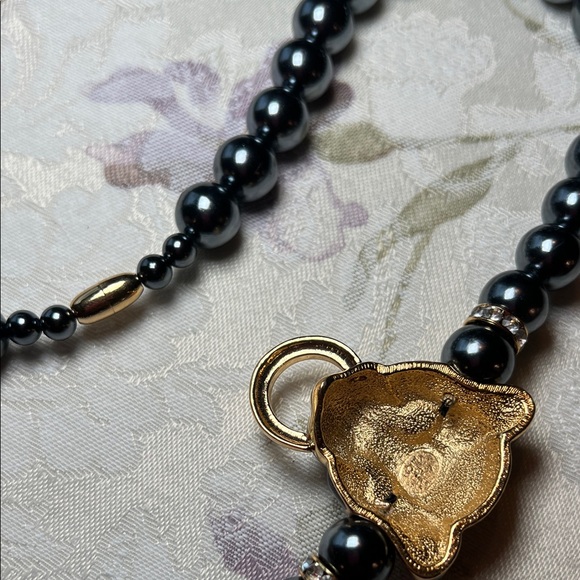 KJL for Avon vintage Panther Necklace with Black and Gold Beads - Picture 8 of 11